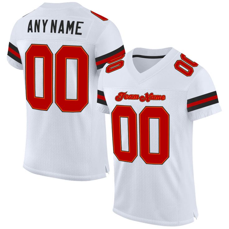 Order the jersey with special name & number you want from our shop, making a vibrant look on the field or daily life! Features: 1. Material: 100% Recycled Polyester-Body; 88% Nylon/12% Spandex-Neckline, Sides, Sleeves 2. Fit: Authentic jerseys have an athletic cut that fits snug in the chest and shoulders. 3. Stitched tackle twill name and numbers 4. Sublimated stripes on sleeves 5. Zone stretch fabric for enhanced movement; Tailored fit designed for movement 6. Moisture-wicking fabric has spong Customizable Red Jersey For Sports Events, Sporty Jersey With Name Print For Sports Events, Sporty Jersey With Name Print For Sports, Sporty Red Jersey For Football Season, Red Letter Print Jersey For Football Season, Red Sporty Jersey For Football Season, Customizable Red Jersey For Sports Season, Collegiate Red Jersey For Sports, Collegiate Red Sports Jersey