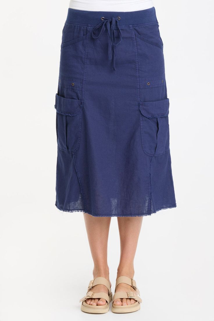 Linen Bellamy Skirt Cotton Cargo Skirt With Elastic Waistband For Summer, Cotton Midi Skirt With Pockets, Relaxed Cargo Skirt With Pockets For Summer, Summer Tiered Cargo Skirt With Pockets, Tiered Cargo Skirt With Pockets For Summer, Summer Utility Cargo Skirt With Drawstring, Casual Summer Cargo Skirt With Drawstring, Casual Cargo Skirt With Drawstring For Summer, Casual Drawstring Cargo Skirt For Summer