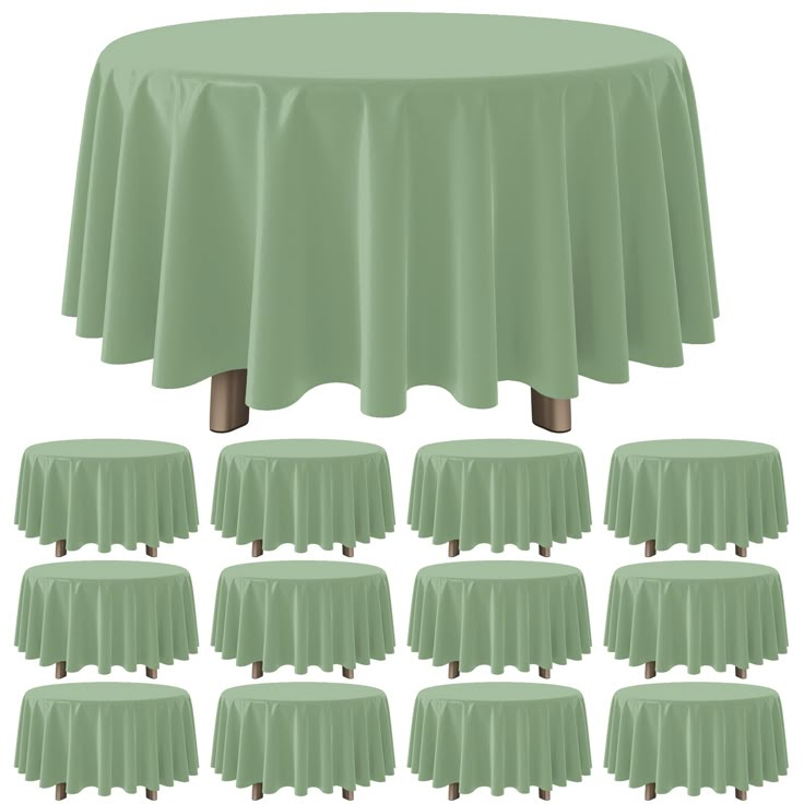 a set of twelve round tablecloths with wooden legs