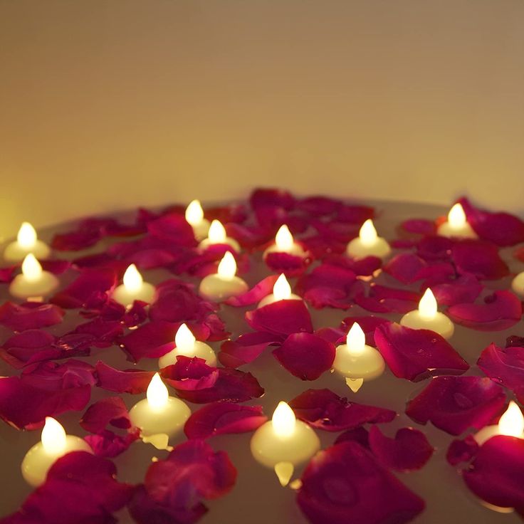 PRICES MAY VARY. [ Floating on water ]: floating tealights are (D1.5" X H1.6") completely waterproof; put these warm white light led tealight candles in your pool and vase or bowls filled with water to create a warm and romantic ambiance; Package include 24 x floating tealights (batteries installed) [ With 0.35oz/10g dried rose petals ]: choose the dry rose petals full of color, you can use it with floating lamp, very beautiful, build a romantic atmosphere [ Energy saving and convenient operatio Tea Light Candles Wedding, Floating Led Candles, Pumpkin Tea Lights, Rose Petal Bath, Wedding Party Centerpieces, Flameless Tea Lights, Silk Rose Petals, Party Centerpiece, Candle Carving