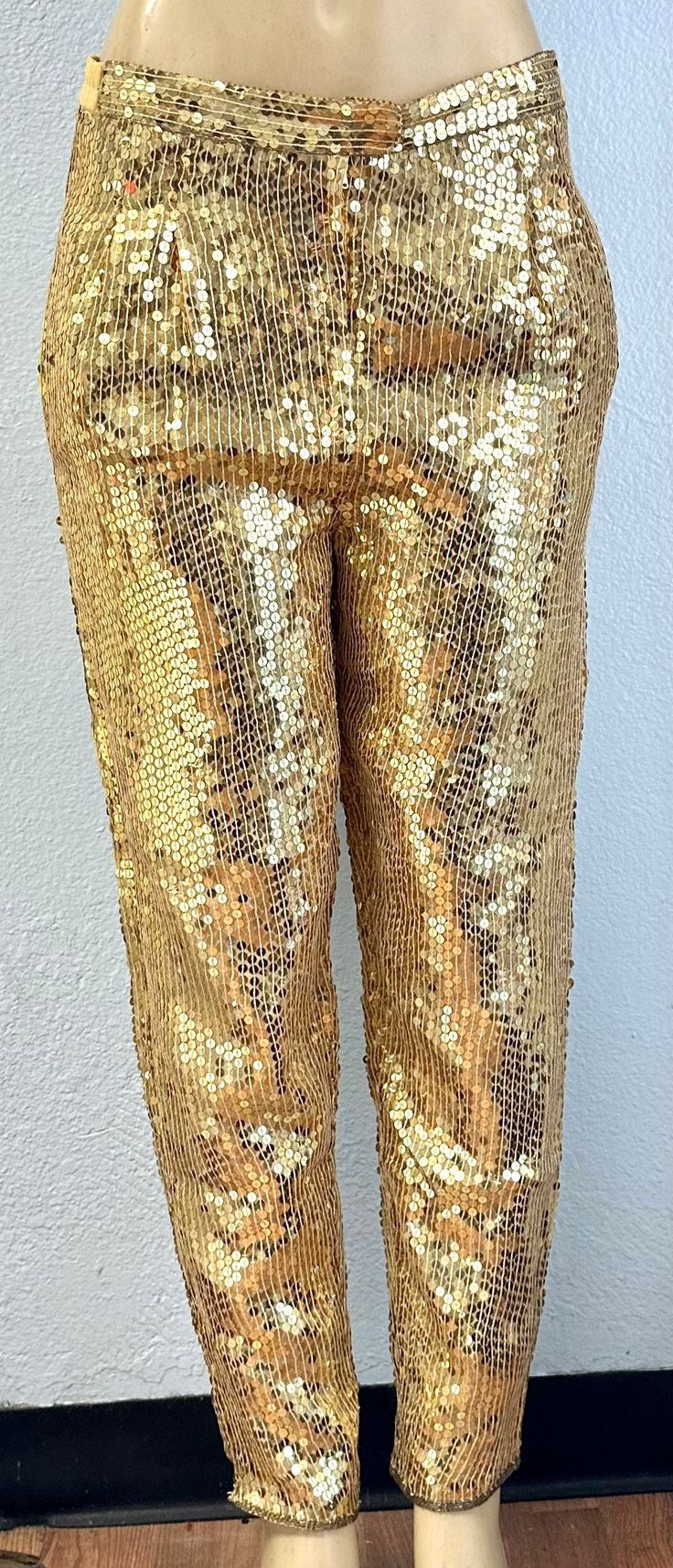 This elegant sequined dress pant is hand beaded to perfection with sequins and beads all around.  This is for sure an elegant dress pant for special events, weddings, parties, anniversaries, romantic dinners, red carpets, etc Gold Pants For Party, Glamorous Gold Pants For Party, Gold Bottoms For Party And Festive Occasions, Gold Festive Bottoms For Party, Elegant Gold Pants For Party, Glamorous Gold Bottoms For Party Season, Festive Gold Bottoms For Party, Glamorous Formal Bottoms With Contrast Sequin, Gold Pants For Night Out And Party Season