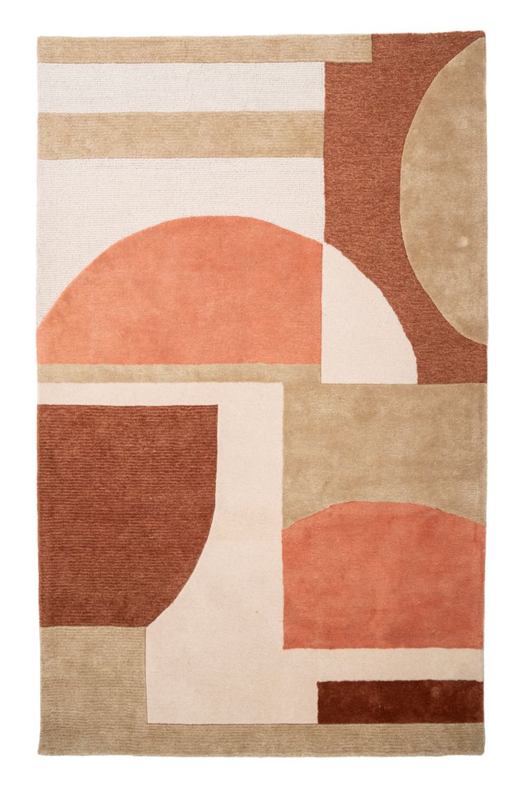 an area rug with various shapes and colors