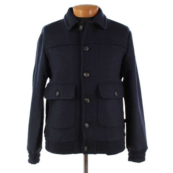 * Sleeve (Shoulder Seam To End Of Sleeve) : 25.75 * Length (Bottom Of Collar): 27.75 * Shoulder (Point To Point): 20.25 * Pit To Pit: 23.25 * Waist (Flat Across At The Middle Of The Pockets): 20.5 Navy Outerwear With Flap Pockets For Work, Navy Peacoat With Lapel Collar And Pockets, Navy Business Peacoat With Pockets, Blue Wool Pea Coat With Button Closure, Blue Pea Coat With Button Closure And Lapel Collar, Navy Button-up Outerwear With Button Cuffs, Navy Button-up Utility Jacket For Work, Classic Blue Wool Outerwear, Navy Collared Outerwear For Work