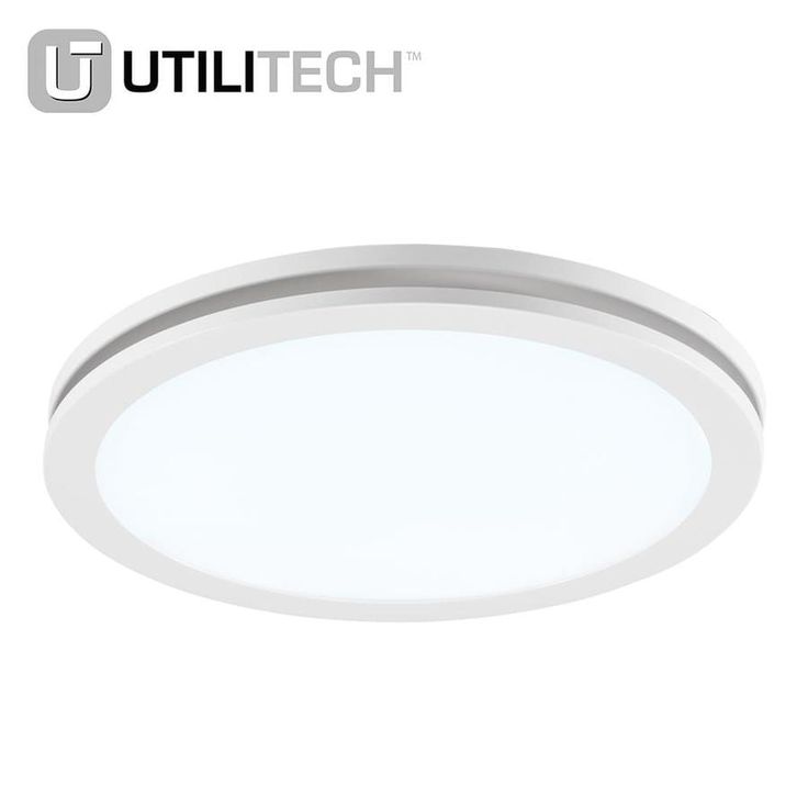 an image of a white ceiling light with the words utilitech on it