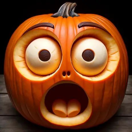 a pumpkin with its mouth open and eyes wide open