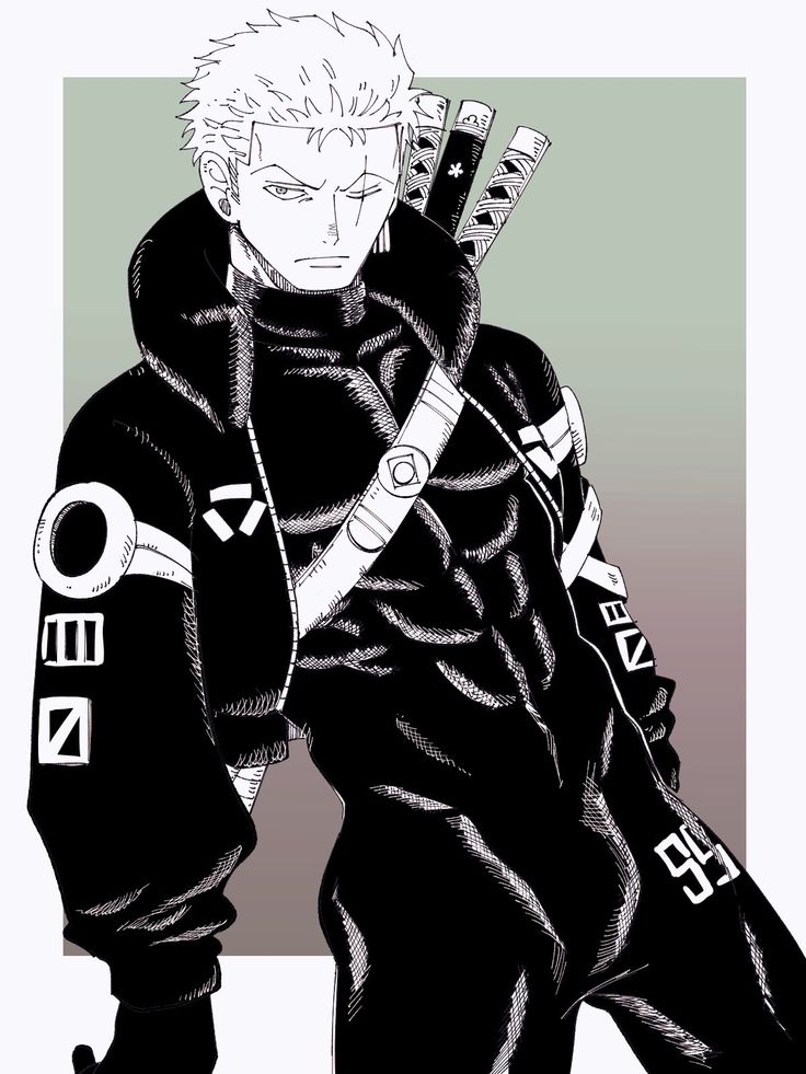 an anime character with white hair and black clothes, holding two swords in his hands