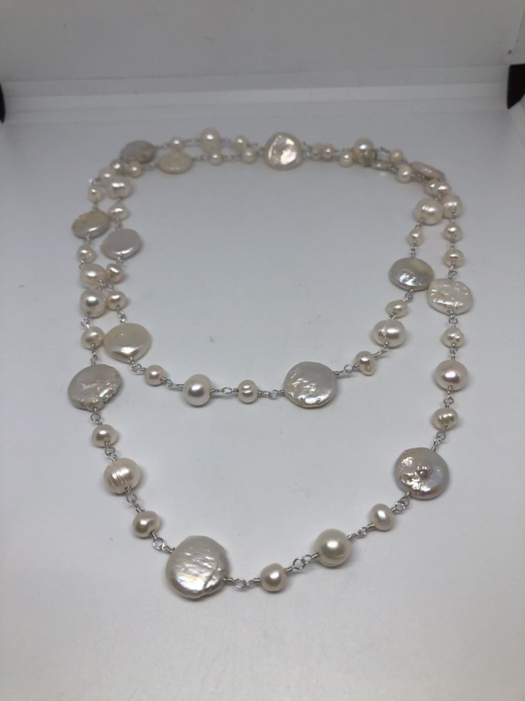 Gorgeous and delicate hand wrapped Freshwater Pearl necklace 36 in All jewelry is shipped in a nice gift box. Check out our over a THOUSAND great reviews Elegant Double Strand Long Necklace As Gift, Elegant Double Strand Long Necklace For Gifts, Classic White Long Necklace As A Gift, Classic White Long Necklace As Gift, Silver Double Strand Pearl Necklace Gift, Pearl Single Strand Long Necklace As Gift, Long Necklace With Round Pearl Beads For Gift, Single Strand Pearl Long Necklace As A Gift, Classic Double Strand Necklace For Gift