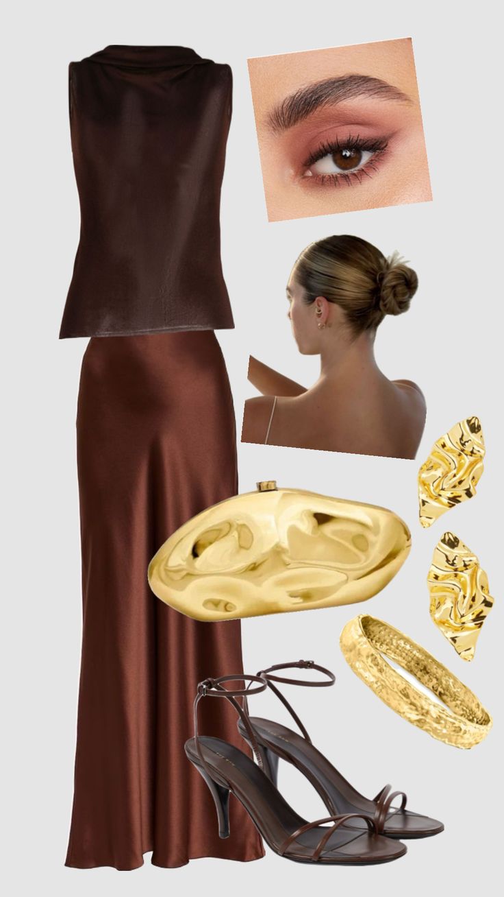 Brown and gold Brown And Gold Outfit, Gold Outfits, Deep Autumn, Gold Outfit, Style Me Pretty, Style Me, Gold, Clothes