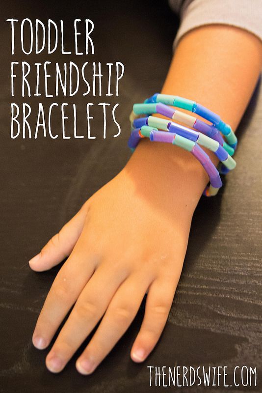 a child's hand with three bracelets on it and the words toddler friendship bracelet