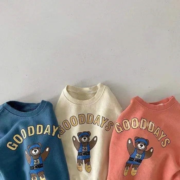 ☀️ Our adorable GOOD DAYS bear sweatshirt is the perfect sweatshirt to keep your little ones cozy and stylish. Featuring a fun cartoon bear design in spring and autumn colors, this sweet sweatshirt is made from soft cotton material that'll keep your baby's skin happy and healthy. With regular sleeves and no neck or head pull cord, your little one can easily slip it on and off. Perfect for babies and toddlers aged 6-24 months, it fits true to size and boasts an O-neck collar for easy dressing. Treat your little ones to some Good Days of their own with this adorable sweatshirt - the perfect addition to any baby girl or boy's wardrobe! 💕 #GoodDaysBearSweatshirt #SpringAndAutumnFun #BabyGirlOrBoyApproved Specifications: Sleeve Style: Regular Season: Spring & Autumn Pattern Type: Cartoon Neck/ Bear Sweatshirt, Infant Boy, Autumn Pattern, Cartoon Sweatshirts, Sweatshirt Cute, Romper Outfit, Cartoon Bear, Girls Blouse, Happy And Healthy