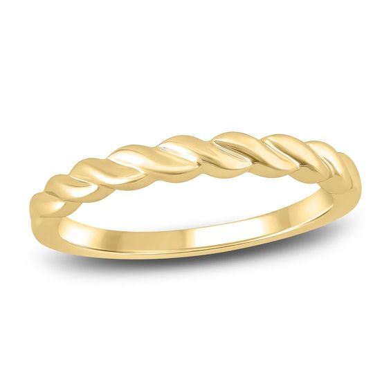 a yellow gold wedding band with twisted rope design