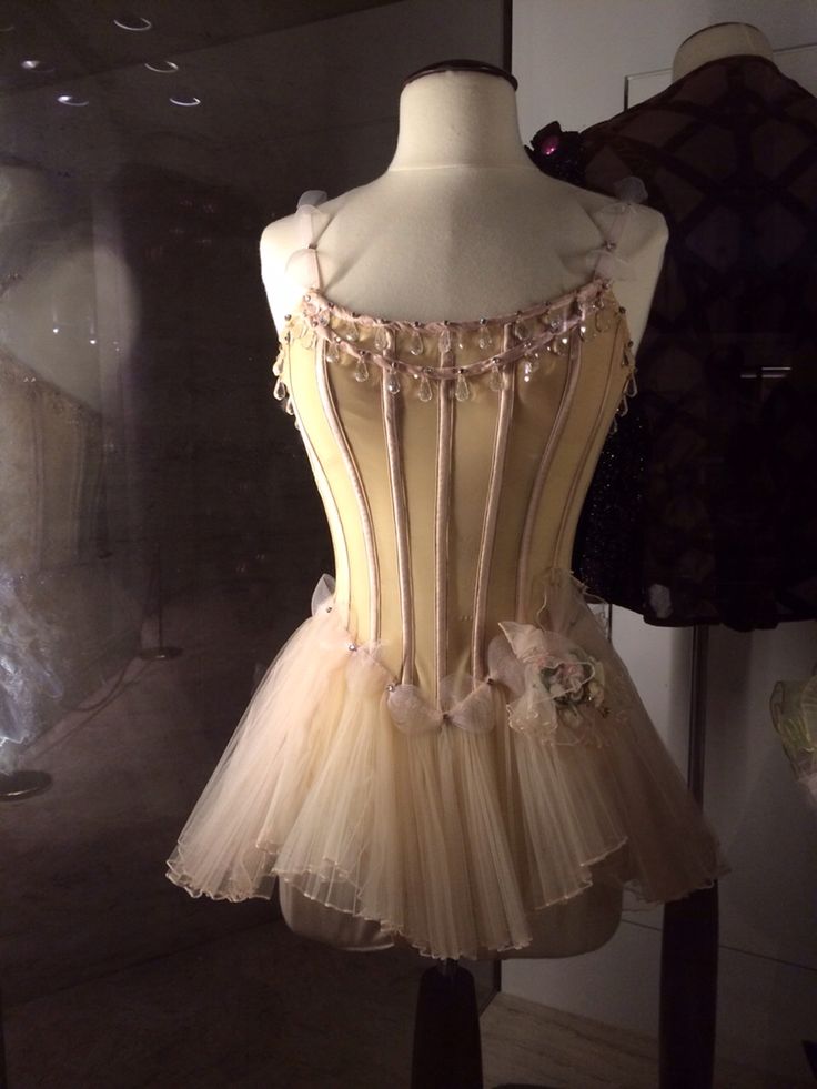 a dress on display in a glass case