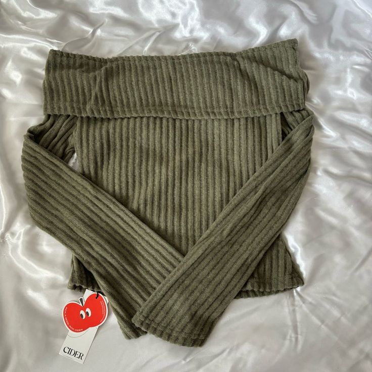 The Sweetest Sweater! Size Small, Nwt Never Worn. Softest Material, So Cute For This Season :) Cozy Green Ribbed Tops, Cute Long Sleeve Ribbed Tops, Cute Ribbed Tops, Cute Ribbed Tops For Fall, Cider Tops, Ribbed Sweater, Colorful Sweaters, Cider, Olive Green