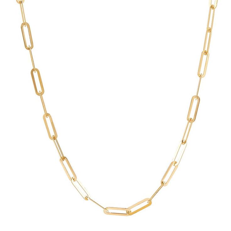 This classic 10k gold chain necklace makes a lovely addition to any wardrobe. This classic 10k gold chain necklace makes a lovely addition to any wardrobe. Metal: 10k gold Chain length: 18 in. Packaging: boxed Finish: polished Chain type: Paper clip Please note, due to the high value of this item, a signature may be required upon delivery. Size: 18". Color: Yellow. Gender: female. Age Group: adult. Paper Clip Chain Necklace, 10k Gold Chain, Gold Paper, Gold Chain Necklace, 10k Gold, Paper Clip, Chain Lengths, Chain Length, Gold Chain