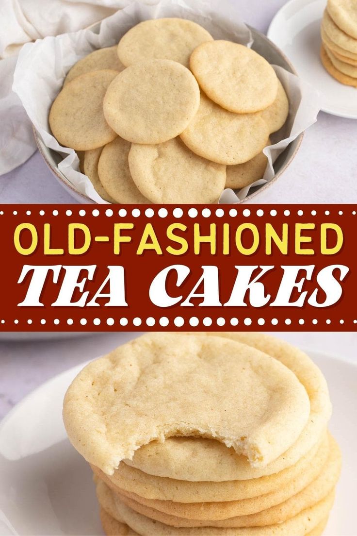 old - fashioned tea cakes on a plate with the title overlay