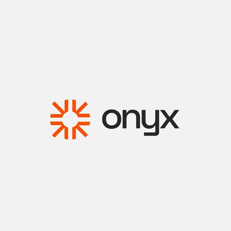 an orange and black logo with the word onyxx in it's center