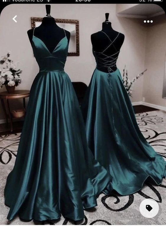 Sexy A Line Dark Green Satin Backless Prom Dresses 21th Birthday Outfit Junior Prom Dresses Tight, Homecoming Dresses Tight Long, Tight Prom Dress, 22th Birthday, Moh Dress, Prom Dresses Tight, Prom Dress Inspo, Junior Prom, Stunning Prom Dresses