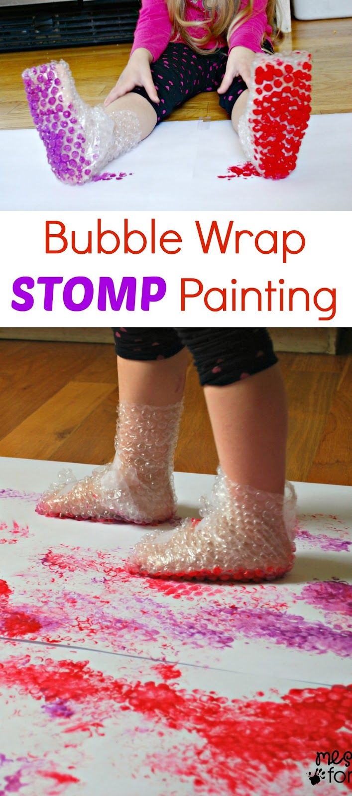 In my home, I have a closet of kids art and activity supplies, and when I am looking for ideas, I sometimes just go and look inside and see what inspires me. Today, I noticed some easel paper and bubble wrap. We have had lots of fun with bubble wrap in the past, creating Bubble Wrap Prints and Painting with Rolling Pins and Bubble Wrap. I decided to pair up bubble wrap and paint again, but this time I wanted it to be more of a gross motor experience. And so, Bubble Wrap Stomp Painting was born. Paint Converse, Customized Converse, Bedazzled Converse, Aktiviti Kanak-kanak, Easy Toddler Activities, Nursery Activities, Toddler Arts And Crafts, Baby Learning Activities, Childcare Activities