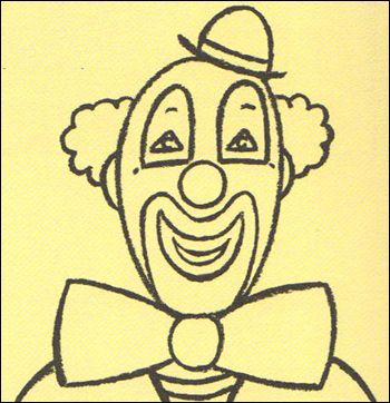 a drawing of a clown wearing a bow tie