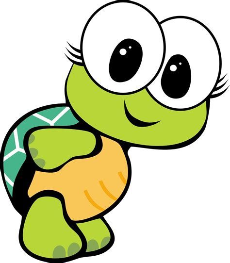 a cartoon turtle with big eyes and a green shell