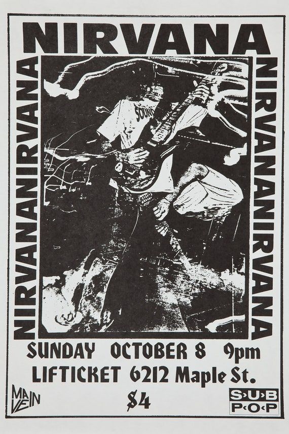 an old concert poster for nirvana