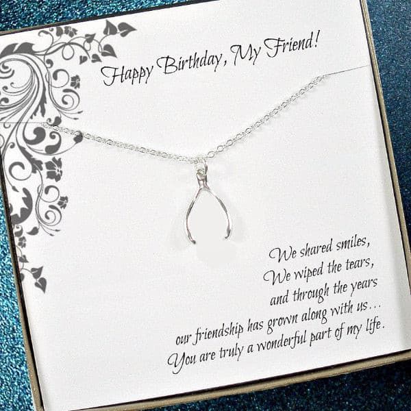 Friend Birthday Gift Wishbone Necklace Friendship message jewelry Gifts For Sister In Law, Necklace Sister, Sister In Law Birthday, Unique Gifts For Sister, Sister In Law Gifts, Wishbone Necklace, Lucky Charm Necklace, Lucky Jewelry, Birthday Necklace