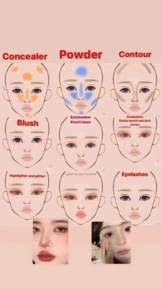 Kpop Makeup Tutorial, Jaclyn Hill Makeup, Makeup Charts, Asian Makeup Tutorials, Makeup Starter Kit, Round Face Makeup, Korean Makeup Tutorials, Simple Makeup Tips, Makeup Help