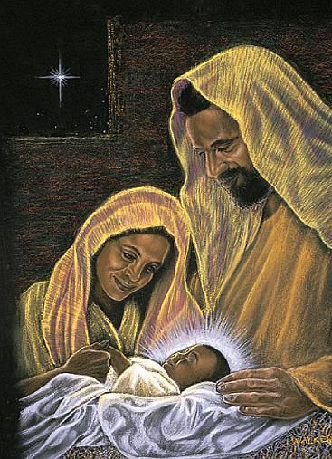 a drawing of a man and woman holding a baby in their lap with the star of david above them