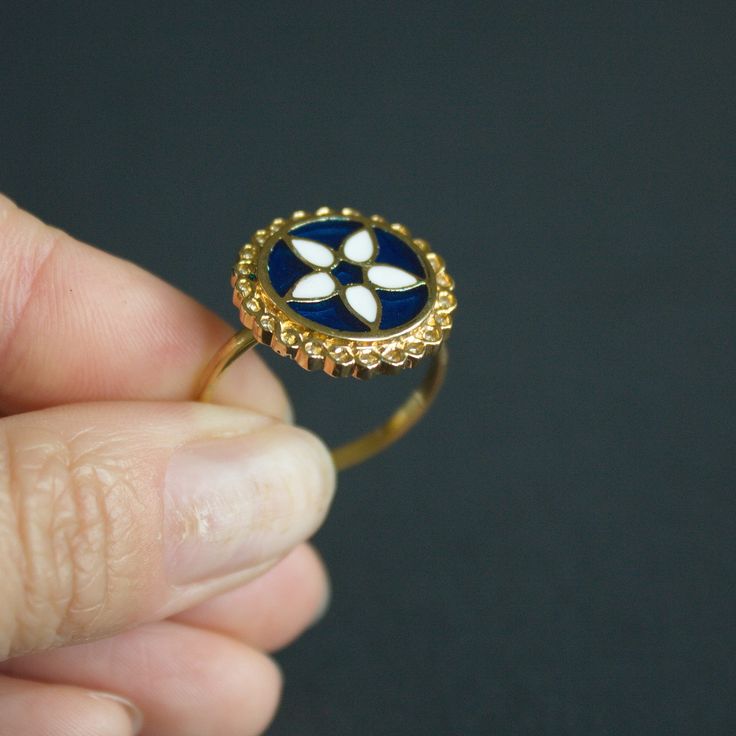 ArmourAndCastings - Carolingian ring with enamel dr14 Gold Enamel Hand Painted Rings, Hand Painted Gold Enamel Rings, Hand Painted Enamel Gold Rings, Gold Enamel Open Ring Jewelry, Yellow Gold Enamel Open Ring Jewelry, Gold Enamel Ring Perfect For Gifting, Gold Enamel Ring For A Gift, Gold Enamel Ring Perfect For Gift, Blue Hallmarked Enamel Ring