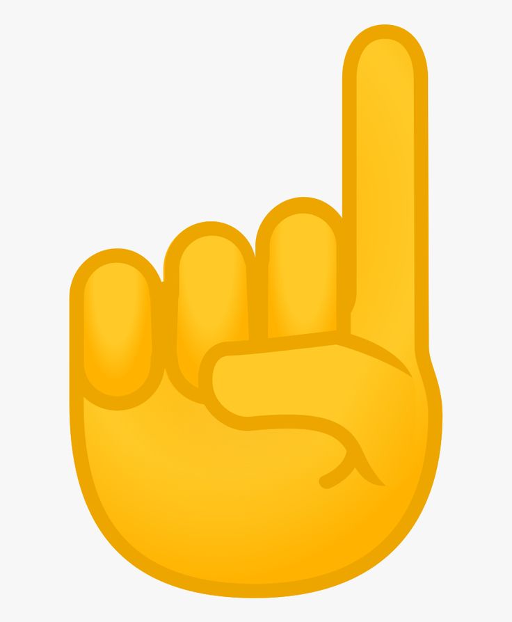 a yellow hand with two fingers up in the air