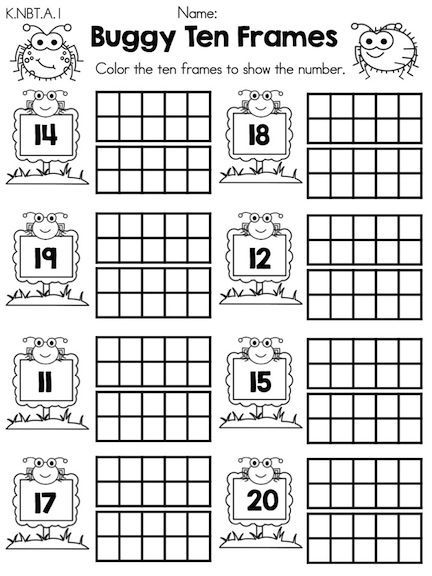 the buggy ten frames worksheet is shown with numbers and pictures on it