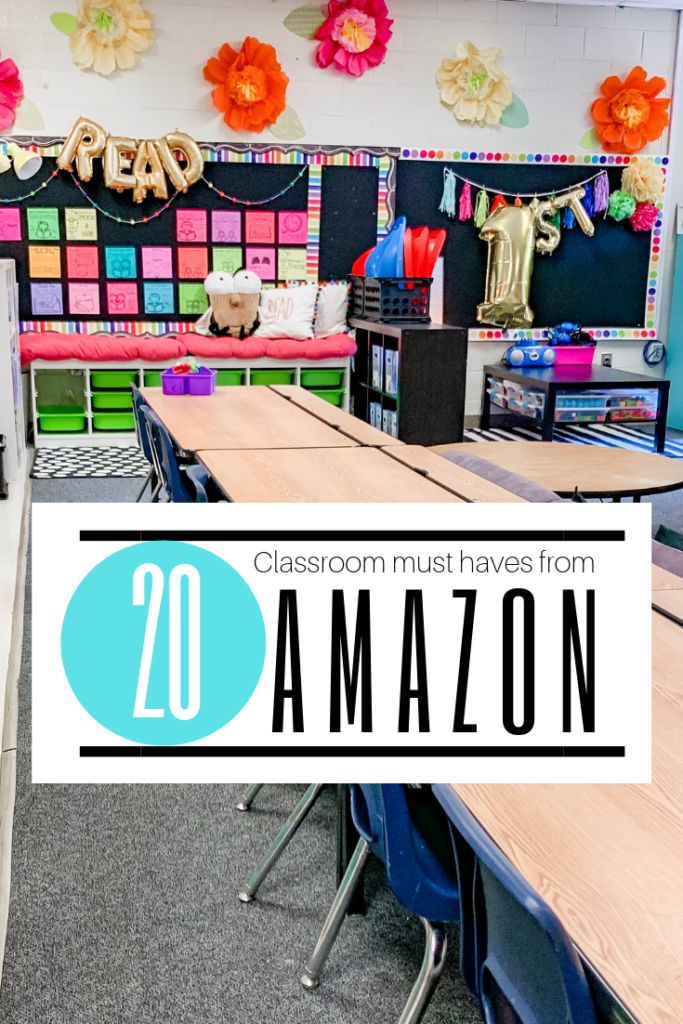 classroom desks with the text 20 classroom must haves from amazon on them