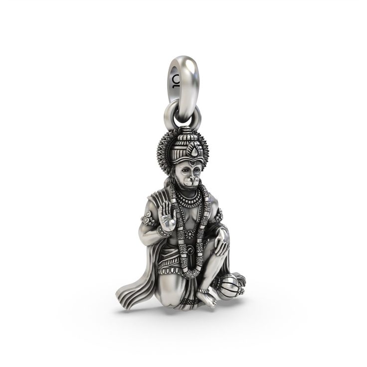 This meticulously crafted 925 Silver Hanuman Pendant is a timeless piece of spiritual adornment, meticulously designed to capture the essence of Lord Hanuman's divine presence. With its intricately detailed features, including Hanuman's iconic mace and faithful demeanor, this pendant serves as a tangible reminder of strength, courage, and unwavering devotion. Each aspect of this pendant is carefully handcrafted by skilled artisans, ensuring that every detail is perfectly rendered to reflect the Hanuman Gold Pendant For Men, Symbolic Sterling Silver Jewelry For Puja, Symbolic Silver Jewelry For Puja, Spiritual Oxidized Finish Jewelry For Meditation, Spiritual Oxidized Jewelry For Rituals, Symbolic Sterling Silver Jewelry For Meditation, Collectible Silver Spiritual Jewelry, Spiritual Antique Silver Jewelry With Charms, Antique Silver Spiritual Jewelry With Charms