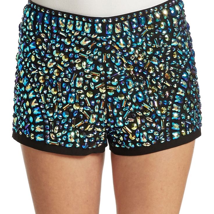 These Unique Shorts Are Ornamented With Gems On The Front Side And Are Perfect For Music Festivals, Edm Concerts, Halloween, Or Just Whenever You Want To Be The Life Of The Party! They Have A Medium / High Rise, And Sit At The Belly Button (On Me) And Are Very Comfortable. Zip Enclosure. Fitted Multicolor Party Shorts, Multicolor Sequined Bottoms For Party Season, Bedazzled Fitted Bottoms For Party, Bedazzled Fitted Party Bottoms, Party Embellished Shorts, Multicolor Short Bottoms For Party, Fitted Embellished Shorts For Party, Rhinestone Party Shorts, Multicolor Bottoms For Night Out Party Season