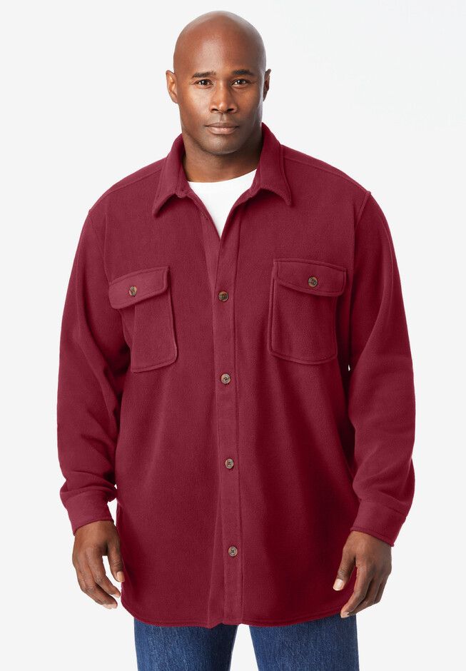 A soft, cozy, and warm button-front shirt jacket made with four functional button-through pockets and side seam pockets. Layer with your favorite long sleeve shirt for extra warmth in the colder months! Button-frontPolyesterMachine wash; imported Big abt. 35" Tall abt. 37" Parka Vest, Rich Burgundy, Men Plus Size, Swimsuits For All, Suit Shop, Winter Coats Jackets, Button Front Shirt, Mens Big And Tall, Big & Tall