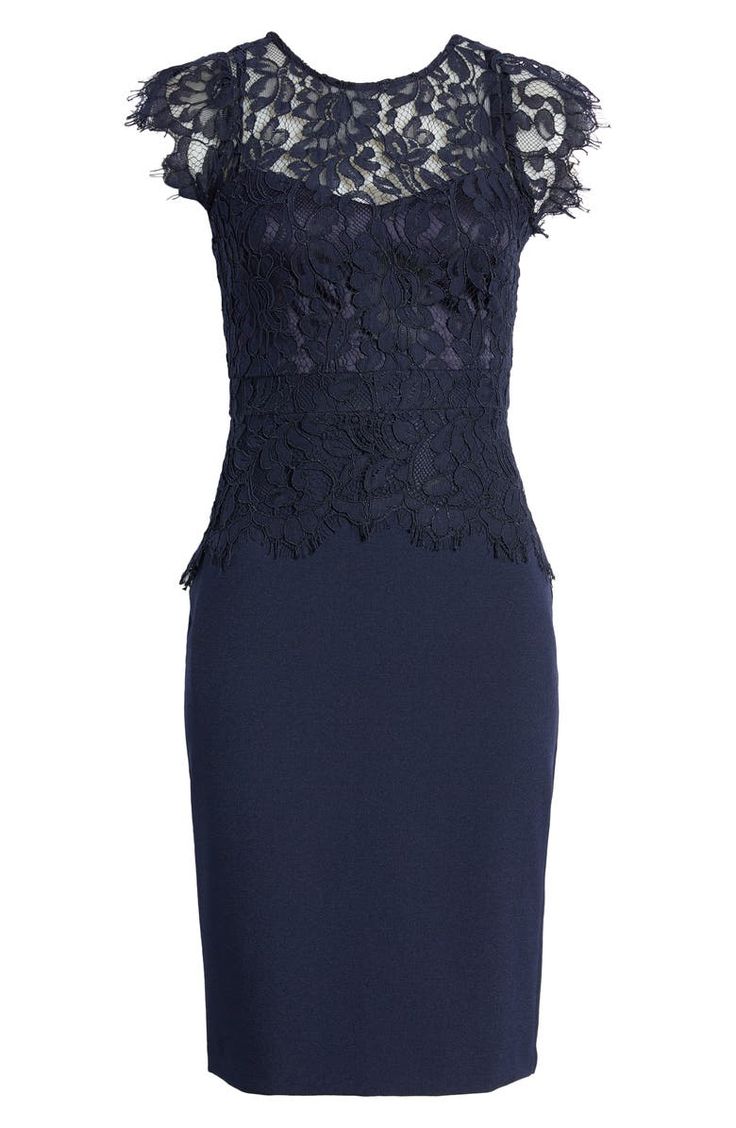 Vince Camuto Lace Peplum Dress | Nordstrom Lace Peplum Dress, Dress Trims, Lace Peplum, Stretch Crepe, Scalloped Edges, Jewel Neck, Stretch Lace, Curator Style, Nordstrom Dresses