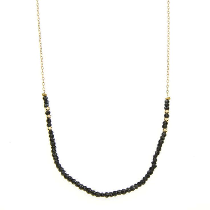 CORIE NECKLACE - GOLD NECKLACES ONLINE | VICTORIA BEKERMAN Elegant Black Charm Necklaces, Elegant Black Charm Necklace With Chain, Long Beaded Chain Necklace For Party, Party Necklaces With Adjustable Chain And Round Beads, Party Necklace With Adjustable Chain And Round Beads, Chic Beaded Necklaces For Gifts, Chic Beaded Necklace For Gift, Everyday Long Beaded Chain Necklace, Minimalist Black Beaded Choker Necklace