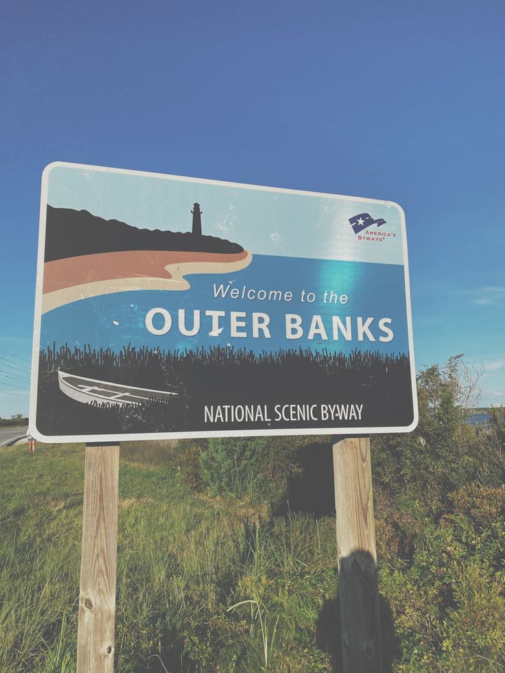 a welcome sign for outer banks national scenic byway