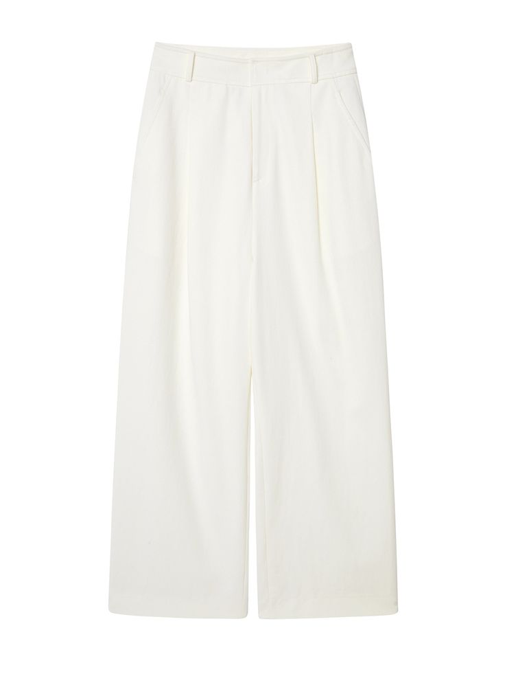 Details: Classic white carrot trousers High-waisted design with pinched pleats at the waist Invisible side pockets Materials & Care: Cotton 100% Hand wash | Dry clean Do not bleach Size & Fit: Model is 5'7", Bust 32, Waist 24, Hips 35, wearing a size S Item #: SN1PA50 White Pleated Wide Leg Pants, Relaxed Fit Bottoms With Pleated Waist For Daywear, Casual White Bottoms With Pleated Waist, Casual White Pleated Waist Bottoms, White Wide Leg Pants With Welt Pockets For Work, Classic White Wide Leg Pants With Welt Pockets, Chic White Wide Leg Pants With Welt Pockets, White Bottoms With Elastic Waistband For Work, White Elastic Waistband Bottoms For Work