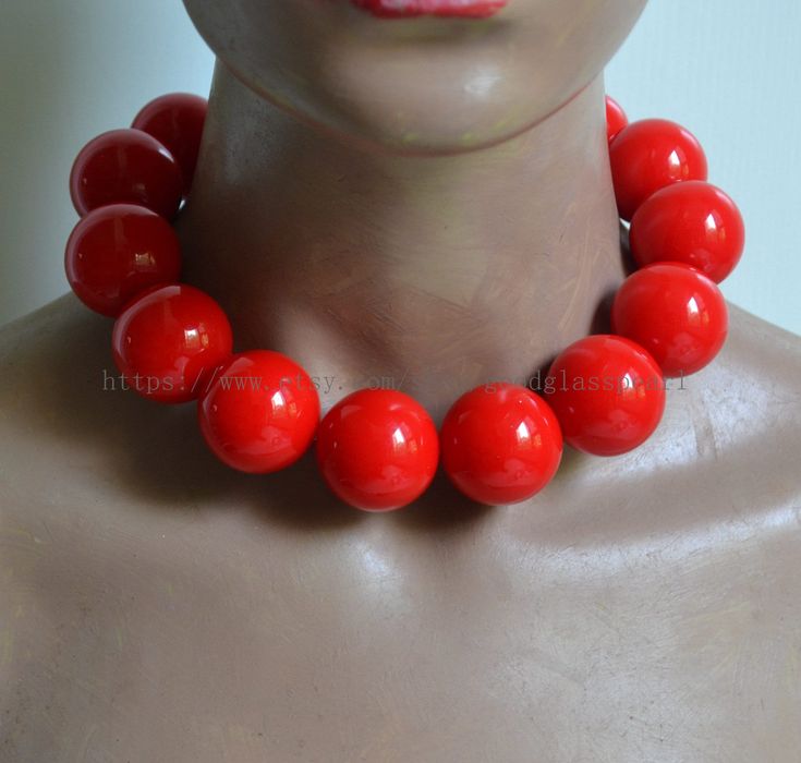 jewelry: big red beaded necklace --Very large red necklace bead material:  Acrylic clasp: stainless steel lobster clasp and a 2 inches adjustable chain Diameter: 30mm Shape : round  Luster: High body: clean Necklace length:  choose colour: red Packing:Beautiful Pouch If you want to order of different style. Please feel free contact me . Thank you .  back to my store: https://www.etsy.com/shop/goodglasspearl?ref=l2-shopheader-name Red Beads Necklace, Bike Wall Mount, Red Beaded Necklace, Red Beaded Necklaces, Necklace Men, Red Beads, Red Necklace, Necklace Red, Necklace Statement