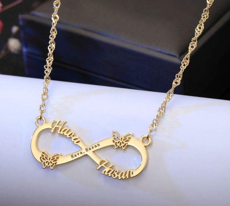 Show your love and appreciation for your loved ones with this special infinity style necklace. Choose up to 4 names of those closest to you and wear them close to your heart. Engraving is also an option. Get one for yourself and gift each loved one with their own. Made of high quality stainless steel, no tarnishing and perfect for those with sensitive skin. Stainless Steel Nickel and Lead free Hypoallergenic Tarnish Resistant Customized Infinity Name Necklace, Elegant Infinity Customized Name Necklace, Infinity Name Necklace For Anniversary, Customizable Infinity Necklaces For Anniversary, Infinity Shape Custom Name Necklace For Anniversary, Customizable Infinity Necklaces For Mother's Day, Infinity Name Necklace For Anniversary Gift, Custom Name Infinity Necklace For Anniversary, Custom Name Infinity Necklace For Anniversary Gift