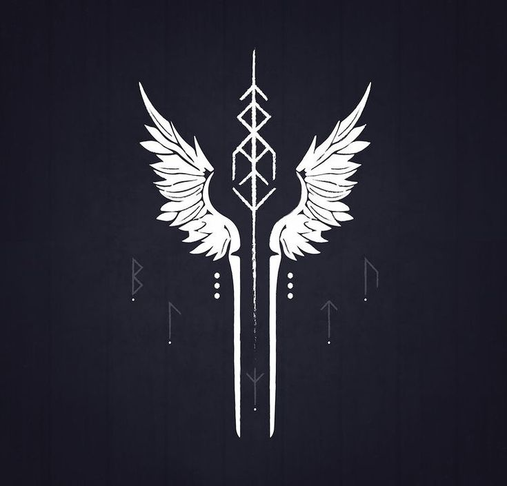 two white wings and arrows on a black background