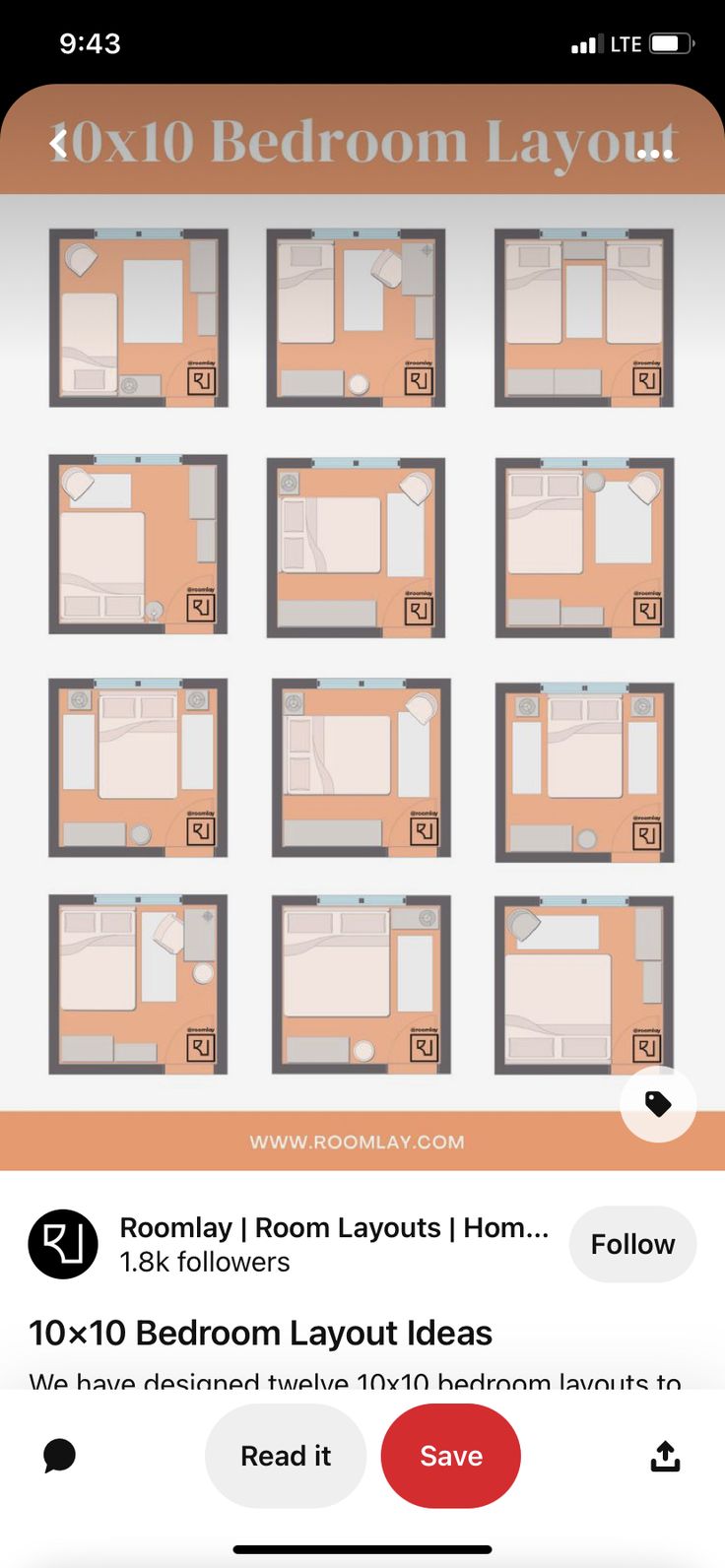 an info sheet showing different types of beds and rooms in the bedroom layouts section