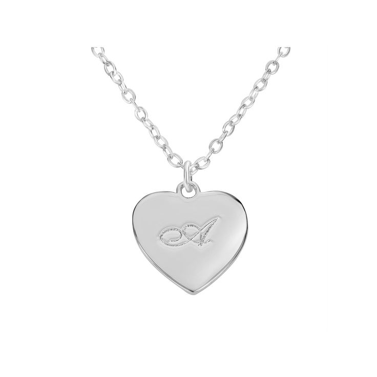 Accessorize in style with this Judy Crowell sterling silver initial heart necklace. Click on this JEWELRY & WATCHES GUIDE to learn about fit, styles, materials and more! Accessorize in style with this Judy Crowell sterling silver initial heart necklace. Click on this JEWELRY & WATCHES GUIDE to learn about fit, styles, materials and more! FEATURES Chain length: 16 in. Chain type: cable Clasp: lobster-claw Nickel free Metal: sterling silver Finish: polished Packaging: velvety pouch Imported Size: 16". Gender: female. Age Group: adult. Silver Heart Initial Necklace For Anniversary, Personalized Silver Initial Necklace With Heart Charm, Silver Heart Initial Necklace For Mother's Day, Silver Heart Pendant Initial Necklace For Mother's Day, Personalized Sterling Silver Initial Necklace With Heart Charm, Silver Initial Necklace With Heart Charm For Anniversary, Elegant Silver Heart Pendant Initial Necklace, Silver Initial Pendant Necklace With Heart Charm, Silver Heart Initial Necklace For Personalized Gift