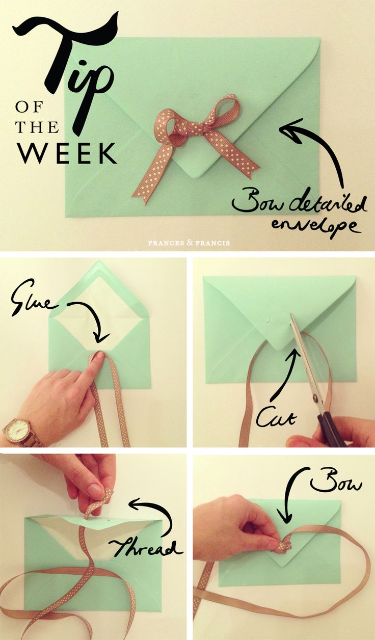 how to make an envelope out of paper and ribbon with the words tips on it