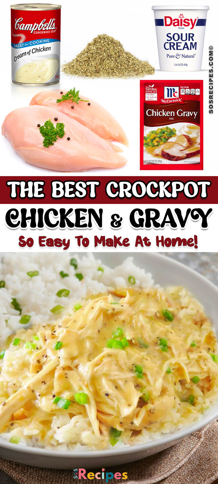 the best crockpot chicken and gravy recipe is in this postcard