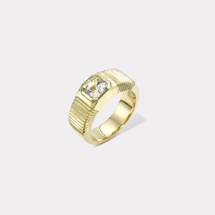 Pleated Solitaire Band - 1.17ct GIA Emerald Cut Diamond – Retrouvai | Modern Heirlooms Luxury Yellow Gold Topaz Ring With Vvs Clarity, Luxury Yellow Gold Ring With White Topaz, 14k Gold Crystal Ring With Gemstone, Gold Crystal Ring With Gemstone In 14k Gold, Modern Yellow Gold Birthstone Ring With Center Stone, Timeless 14k Yellow Gold Topaz Ring, Gold Emerald Ring With Center Stone In 14k Gold, Timeless Yellow Gold Crystal Ring With Gemstone, Timeless Yellow Gold Crystal Gemstone Ring