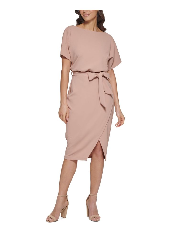 KENSIE DRESSES|Style; Dress|Occasion; Wear To Work|Size; 14|Material; Polyester|Color; Beige|Boat Neck Dolman Sleeve Pattern, Boat Neck Dress, Blouson Dress, Review Dresses, Necklines For Dresses, Sleeves Pattern, Bright Color, Guest Dresses, Wearing Dress