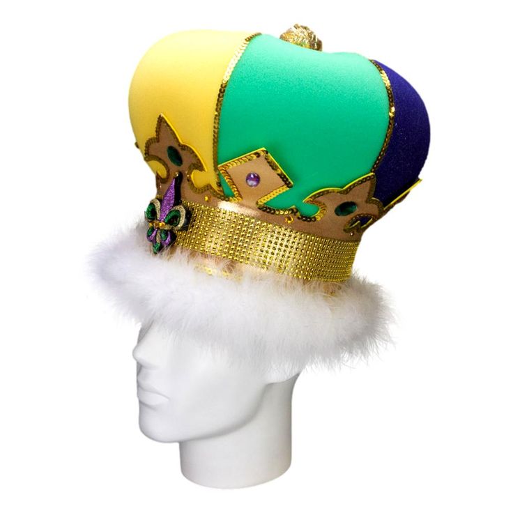 This Mardi Gras King Crown will definitely make you stand out at your next Party, Hora Loca, Wedding, Corporate Event, Birthday, Quinceanera, or Halloween Party! It can be used as a wedding hats, top hats, photo booth props, or a party favor. High Crown Costume Hats For Mardi Gras Party, Adjustable Round Crown Costume Hat For Mardi Gras, Mardi Gras Adjustable Costume Hat With Round Crown, Purple Mardi Gras Party Costume Hat, Crown-shaped Costume Hats For Mardi Gras Party, Foam Party, Mardi Gras Outfits, King Outfit, Kings Crown