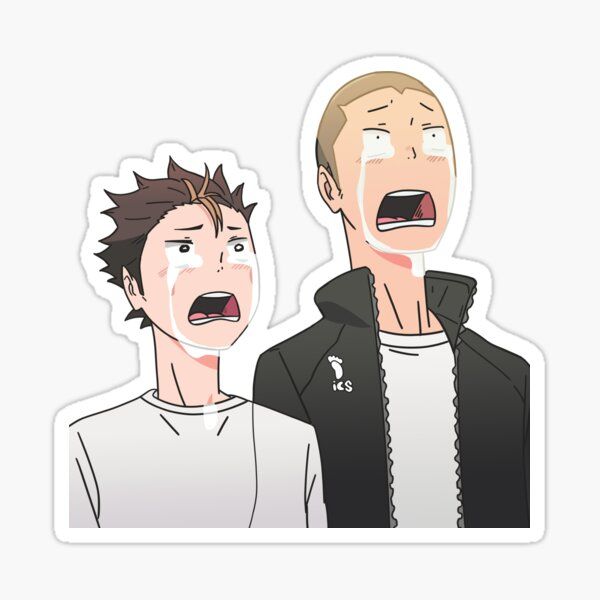 two people with their mouths open sticker